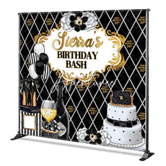 Aperturee - Aperturee Elegant Black Step And Repeat Custom Birthday Backdrop