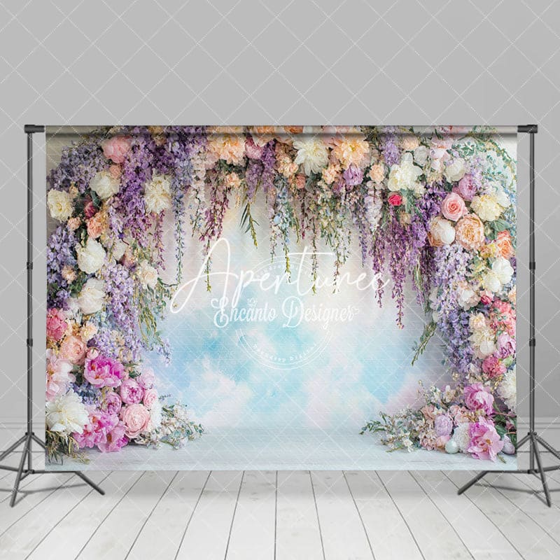 Aperturee - Aperturee Elegant Boho Spring Flower Backdrop For Photography