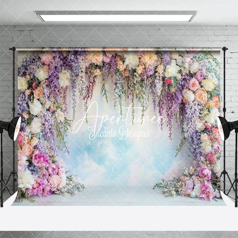 Aperturee - Aperturee Elegant Boho Spring Flower Backdrop For Photography