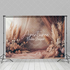 Aperturee - Aperturee Elegant Curtain Boho Floral Reed Wedding Backdrop