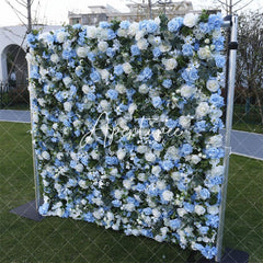 Aperturee - Aperturee Elegant Faux Blue Rose Wedding Floral Backdrop Decor