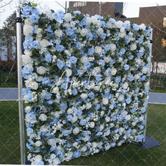 Aperturee - Aperturee Elegant Faux Blue Rose Wedding Floral Backdrop Decor