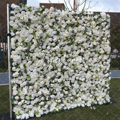 Aperturee - Aperturee Elegant Faux White Floral Bridal Shower Backdrop