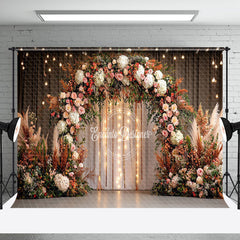 Aperturee - Aperturee Elegant Floral Arch Light Wedding Photo Backdrop