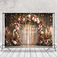 Aperturee - Aperturee Elegant Floral Arch Light Wedding Photo Backdrop