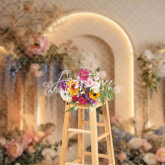 Aperturee - Aperturee Elegant Floral Archway Scene Accents Spring Backdrop