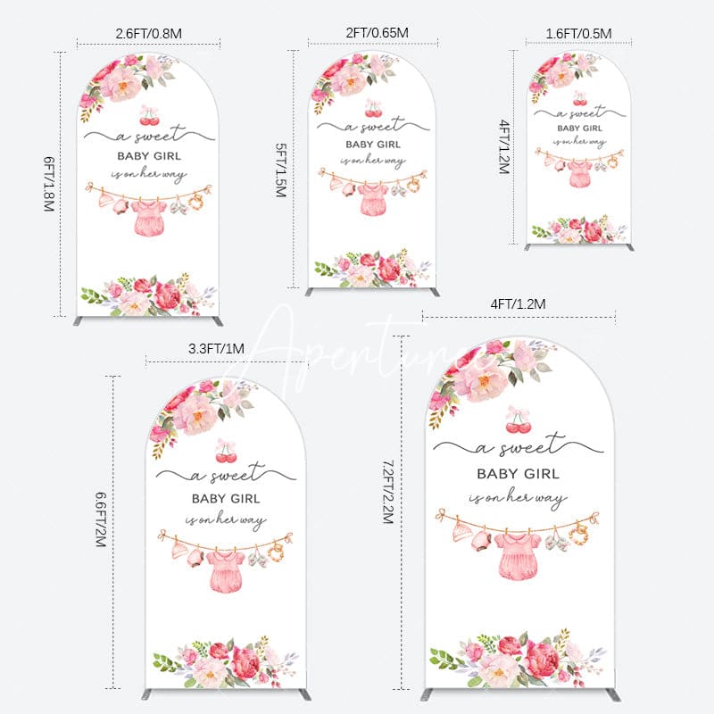 Aperturee - Aperturee Elegant Floral Baby Shower Arch Backdrop For Girls