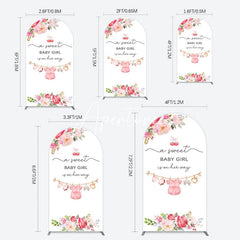 Aperturee - Aperturee Elegant Floral Baby Shower Arch Backdrop For Girls