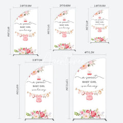 Aperturee - Aperturee Elegant Floral Baby Shower Half Moon Arch Backdrop For Girls