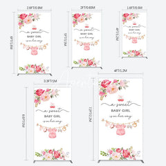 Aperturee - Aperturee Elegant Floral Baby Shower Rectangle Backdrop For Girls