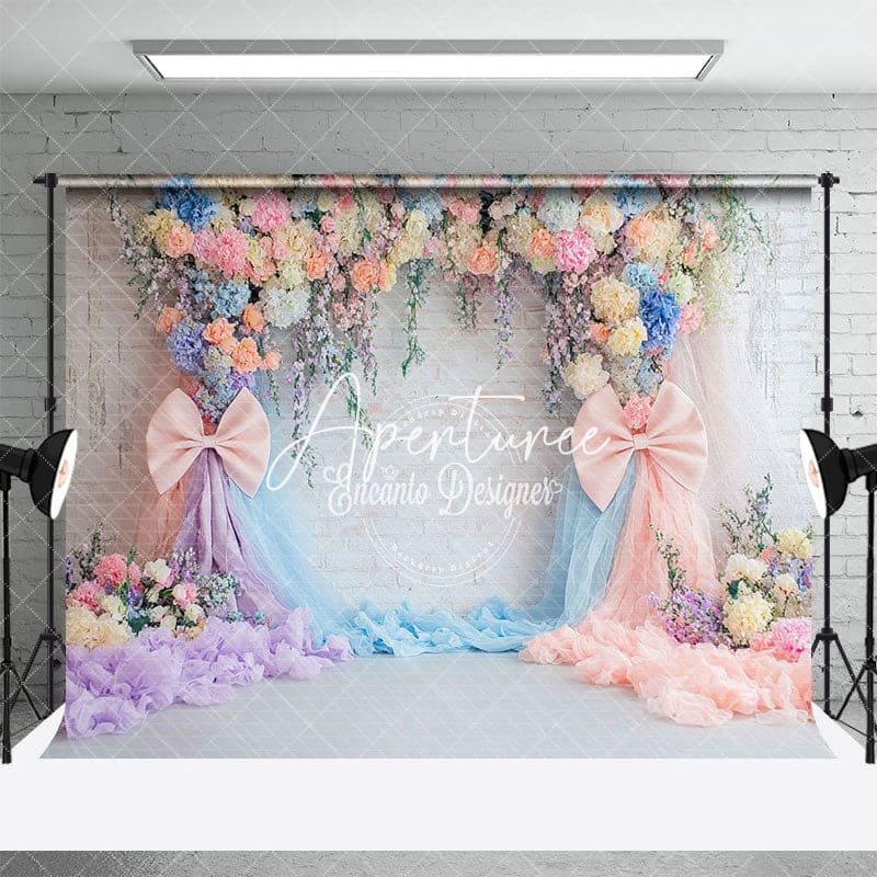 Aperturee - Aperturee Elegant Floral Garland Spring Photography Backdrop