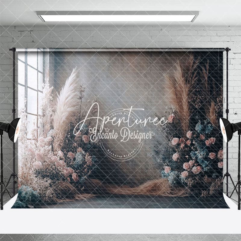 Aperturee - Aperturee Elegant Floral Window Boho Backdrop For Wedding