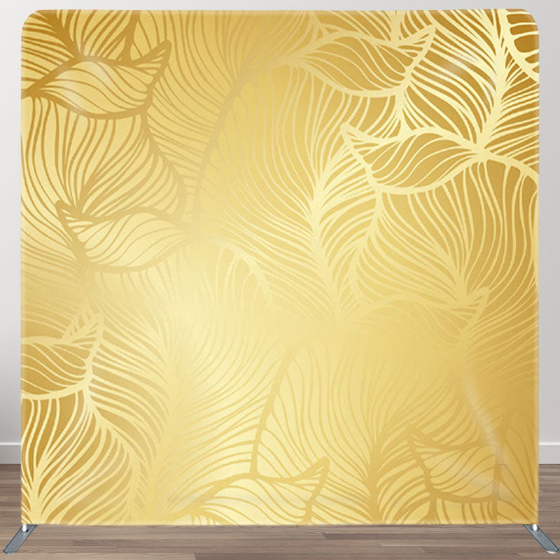 Aperturee - Aperturee Elegant Golden Leaf Carving Fabric Backdrop Cover