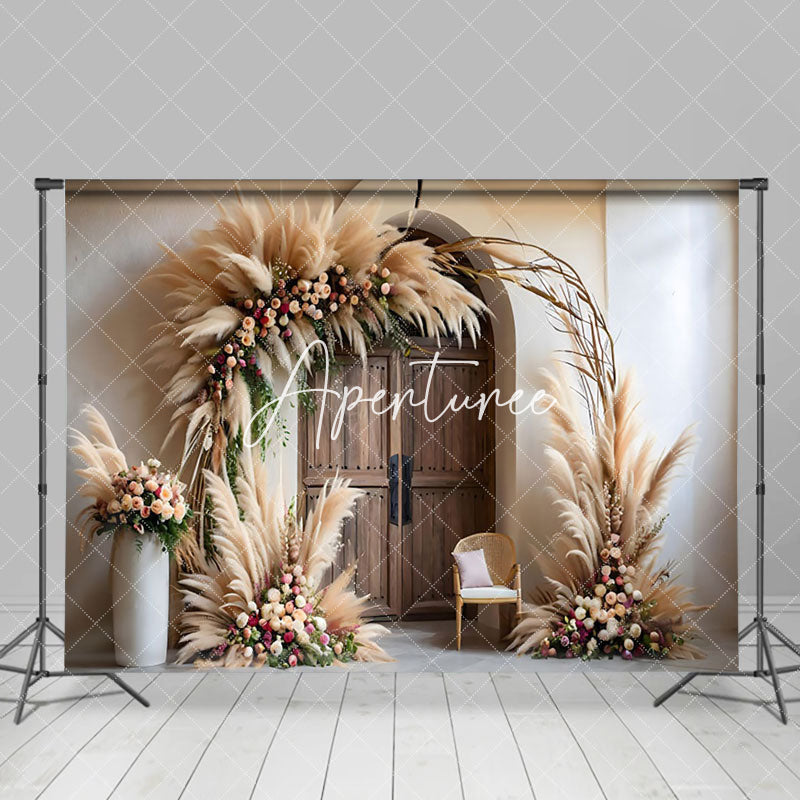 Aperturee - Aperturee Elegant Hay Archway Floral Decor Wedding Backdrop