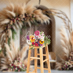 Aperturee - Aperturee Elegant Hay Archway Floral Decor Wedding Backdrop