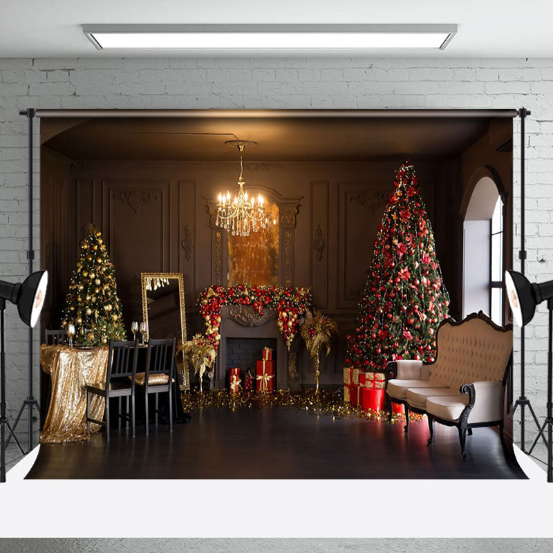 Aperturee - Aperturee Elegant Luxury Festive Living Room Christmas Backdrop