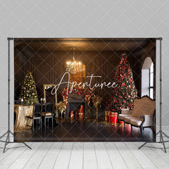 Aperturee - Aperturee Elegant Luxury Festive Living Room Christmas Backdrop