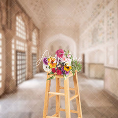 Aperturee - Aperturee Elegant Marble Hall With Arched Windows Backdrop