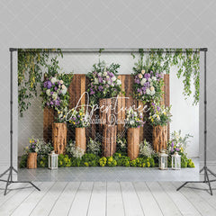 Aperturee - Aperturee Elegant Natural Floral Wooden Stake Spring Backdrop