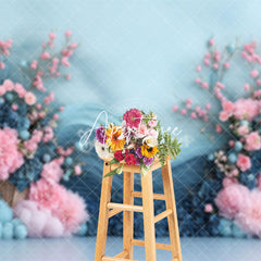 Aperturee - Aperturee Elegant Pink Floral Fine Art Wedding Photo Backdrop