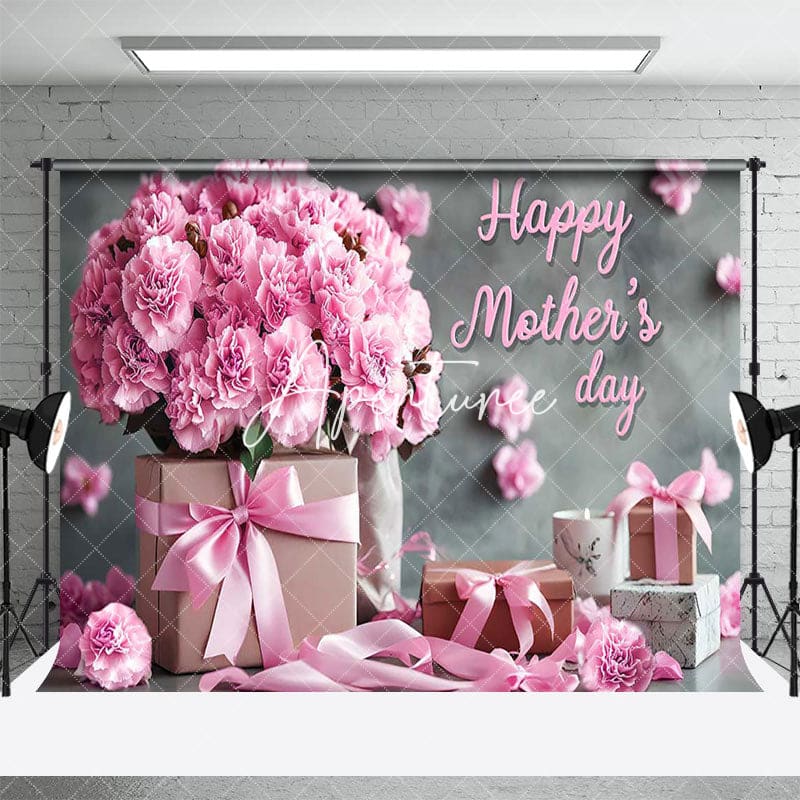 Aperturee - Aperturee Elegant Pink Floral Gifts Happy Mothers Day Backdrop