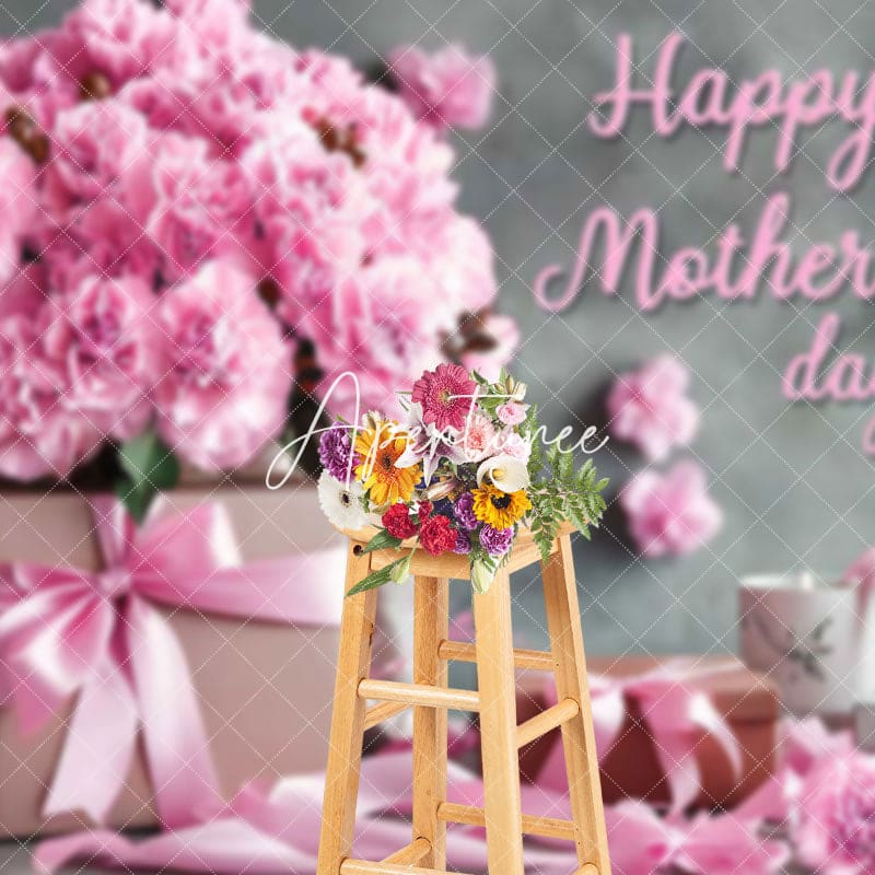 Aperturee - Aperturee Elegant Pink Floral Gifts Happy Mothers Day Backdrop