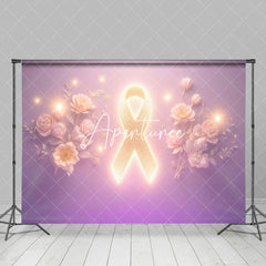 Aperturee - Aperturee Elegant Pink Gold Ribbon Blooms Celebration Backdrop