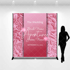 Aperturee - Aperturee Elegant Pink Rose Custom Name Date Wedding Backdrop