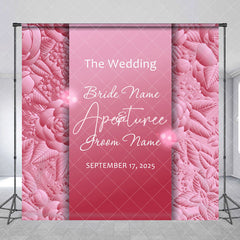 Aperturee - Aperturee Elegant Pink Rose Custom Name Date Wedding Backdrop