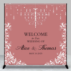 Aperturee - Aperturee Elegant Pink White Custom Name Backdrop For Wedding