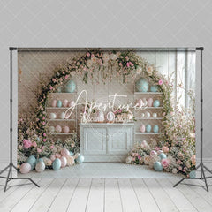 Aperturee - Aperturee Elegant Pink White Flower Arch Colorful Pot Backdrop