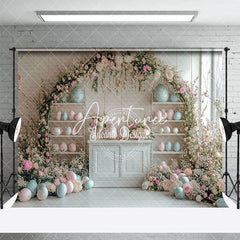 Aperturee - Aperturee Elegant Pink White Flower Arch Colorful Pot Backdrop