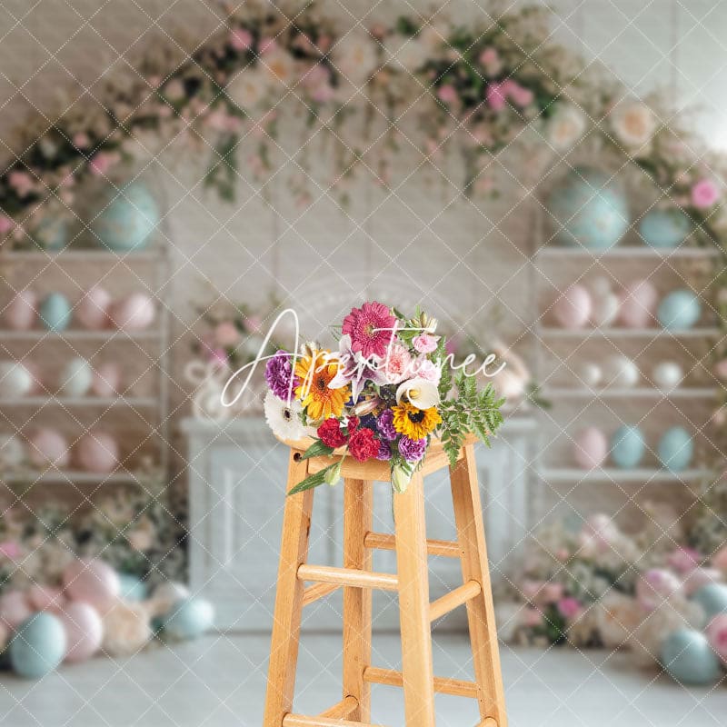 Aperturee - Aperturee Elegant Pink White Flower Arch Colorful Pot Backdrop