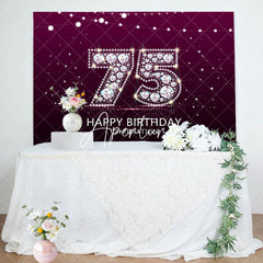 Aperturee - Aperturee Elegant Purple Diamond Glare 75th Birthday Backdrop