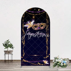 Aperturee - Aperturee Elegant Purple Mask Birthday Masquerade Arch Backdrop