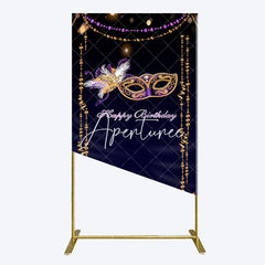 Aperturee - Aperturee Elegant Purple Mask Birthday Masquerade Rectangle Backdrop