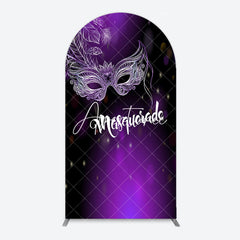 Aperturee - Aperturee Elegant Purple Mask Masquerade Birthday Arch Backdrop