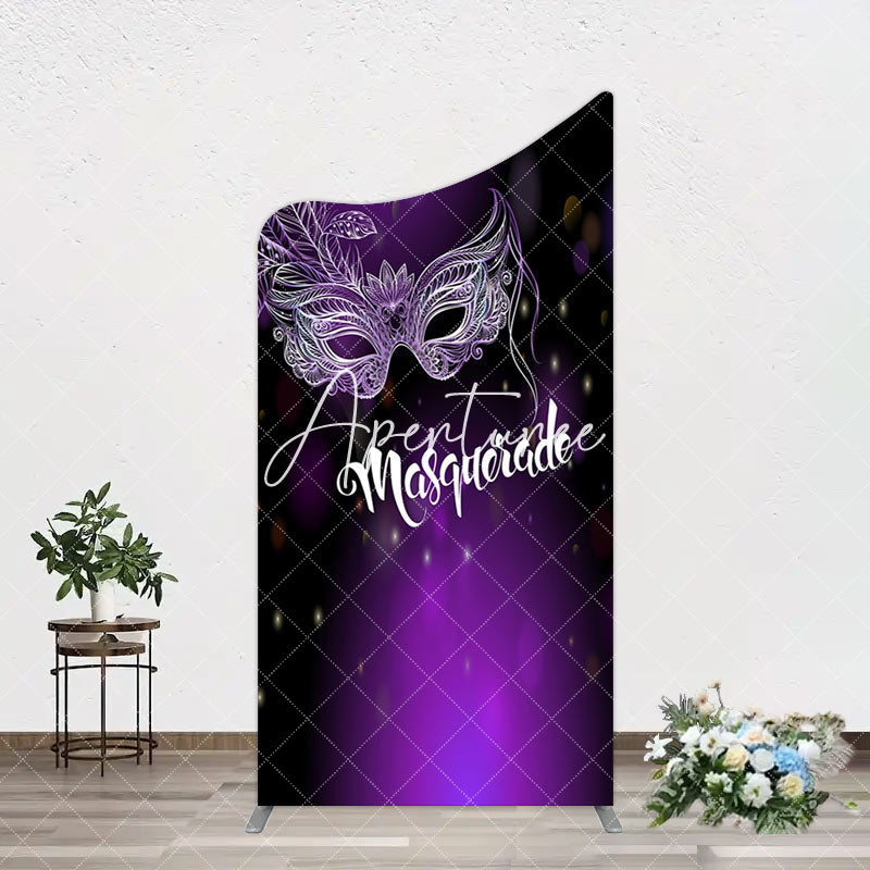 Aperturee - Aperturee Elegant Purple Mask Masquerade Birthday Arch Backdrop