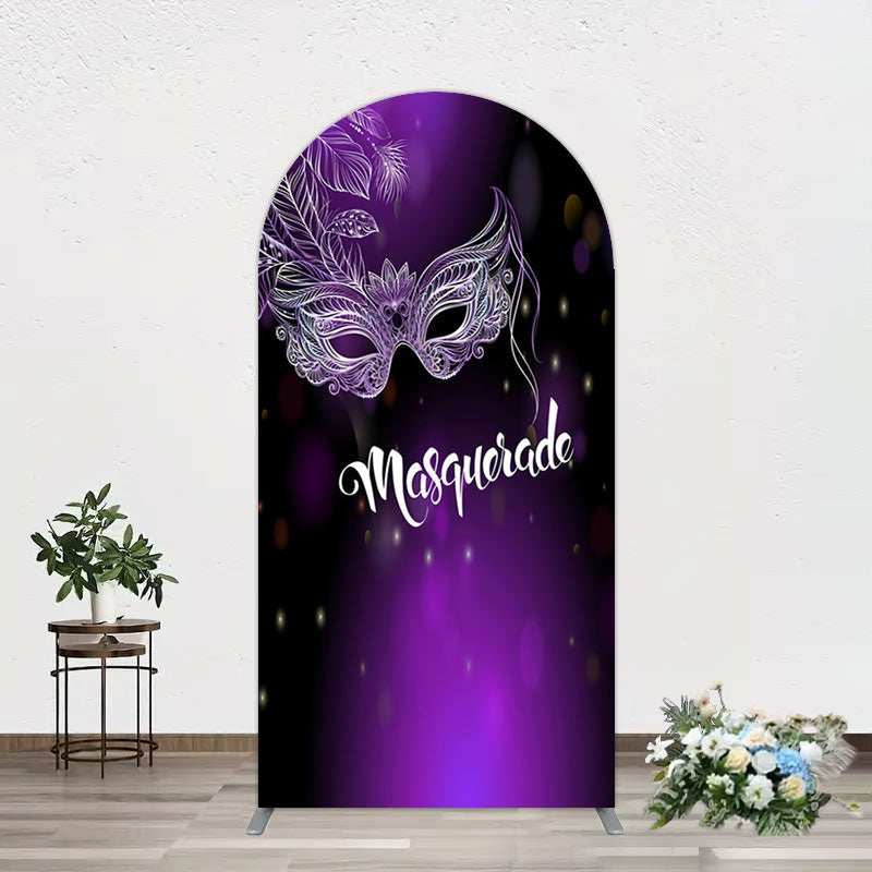 Aperturee - Aperturee Elegant Purple Mask Masquerade Birthday Arch Backdrop