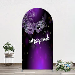 Aperturee - Aperturee Elegant Purple Mask Masquerade Birthday Arch Backdrop