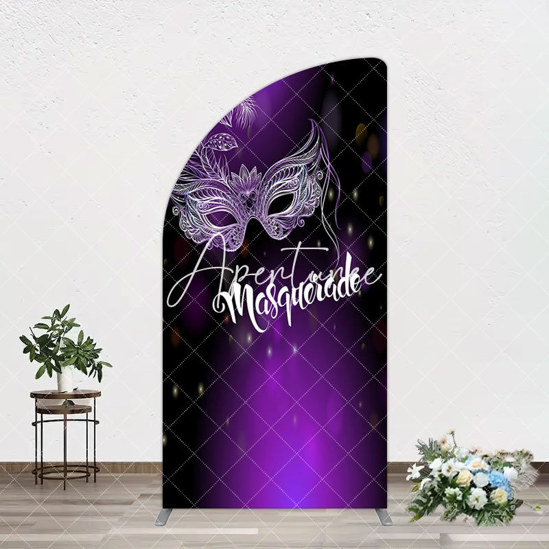 Aperturee - Aperturee Elegant Purple Mask Masquerade Birthday Arch Backdrop