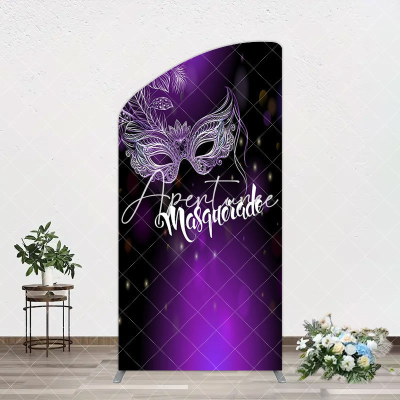 Aperturee - Aperturee Elegant Purple Mask Masquerade Birthday Arch Backdrop