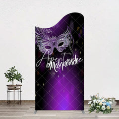 Aperturee - Aperturee Elegant Purple Mask Masquerade Birthday Arch Backdrop