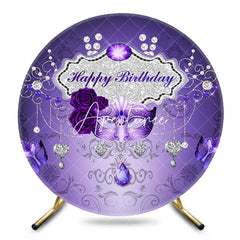 Aperturee - Aperturee Elegant Purple Mask Rose Birthday Round Backdrop