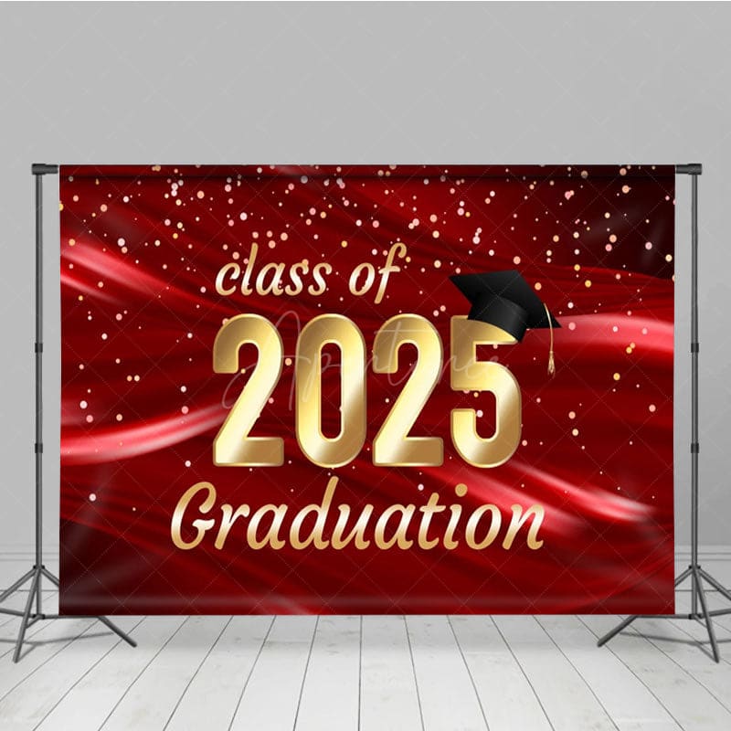 Aperturee - Aperturee Elegant Red Gold Dots Graduation Ceremony Backdrop