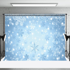 Aperturee - Aperturee Elegant White Blue Winter Falling Snowflake Backdrop