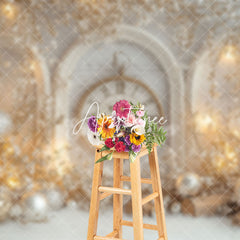 Aperturee - Aperturee Elegant White Clock Floral Bells Christmas Backdrop