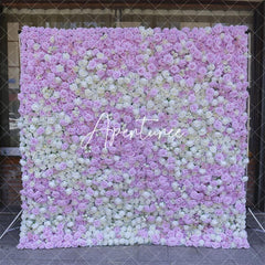 Aperturee - Aperturee Elegant White Purple Floral Bridal Shower Backdrop