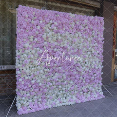 Aperturee - Aperturee Elegant White Purple Floral Bridal Shower Backdrop