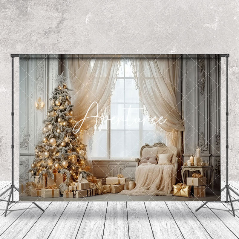 Aperturee - Aperturee Elegant Window Light Christmas Tree Sofa Backdrop